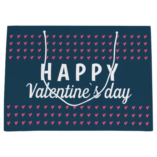 Happy Valentijn Day Roze Heart Pattern Groot Cadeauzakje (Voorkant)