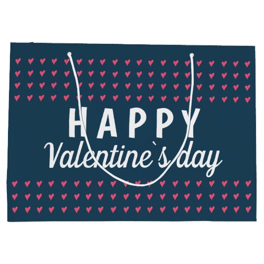 Happy Valentijn Day Roze Heart Pattern Groot Cadeauzakje (Achterkant)