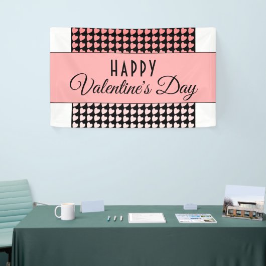 Happy Valentijn Day Roze Heart Pattern Spandoek (Beurs)