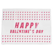 Happy Valentijn Day Roze White Heart Groot Cadeauzakje (Voorkant)