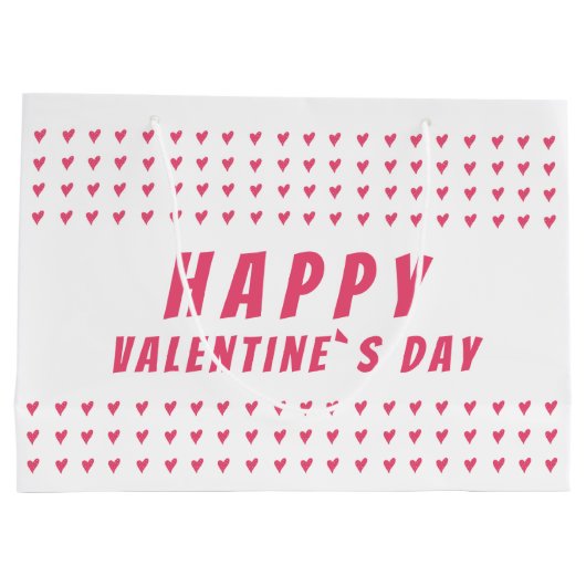 Happy Valentijn Day Roze White Heart Groot Cadeauzakje (Achterkant)