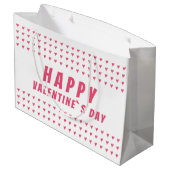 Happy Valentijn Day Roze White Heart Groot Cadeauzakje (Achterkant Gekanteld)