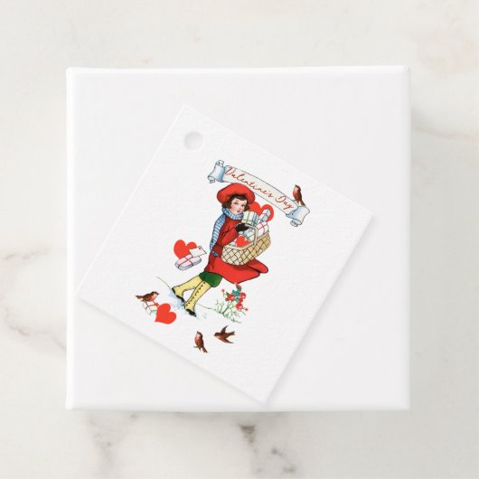 Happy Valentijn Girl en Birds  Gift Label (In situ)