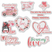 Happy Valentijn Glossy Custom-Cut Vinyl Sticker (Voorkant)