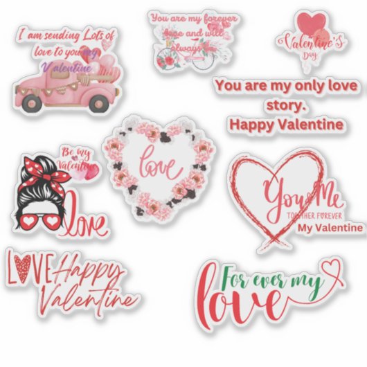 Happy Valentijn Glossy Custom-Cut Vinyl Sticker (Voorkant)