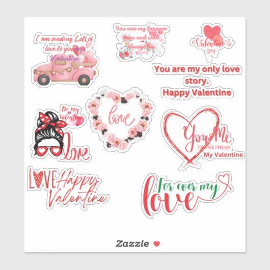 Happy Valentijn Glossy Custom-Cut Vinyl Sticker (Vel)