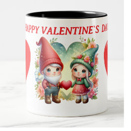 Happy valentijn Gnome foto Tweekleurige Koffiemok