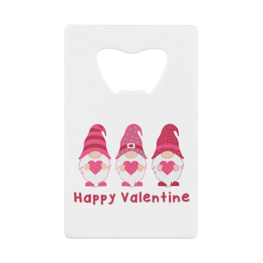Happy Valentijn Gnomies Three Gnome Creditkaart Flessenopener (Voorkant)