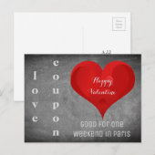 Happy Valentijn Heart Chalkboard Paris Coupon Feestdagenkaart (Voorkant / Achterkant)