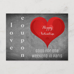 Happy Valentijn Heart Chalkboard Paris Coupon Feestdagenkaart