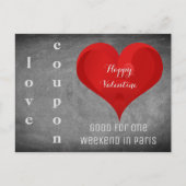 Happy Valentijn Heart Chalkboard Paris Coupon Feestdagenkaart (Voorkant)