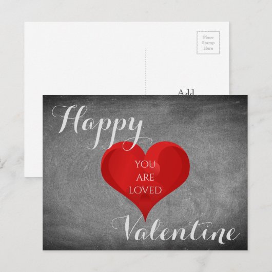 Happy Valentijn Heart Chalkboard Typografie Feestdagenkaart (Voorkant / Achterkant)