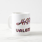 Happy Valentijn Hearts Typography Funny Cute Koffiemok (Voorkant links)