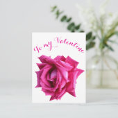 Happy Valentijn hot pink roos floral classy Briefkaart (Staand voorkant)