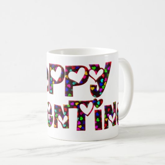 Happy Valentijn Love Hearts Typography Cute Koffiemok (Voorkant rechts)