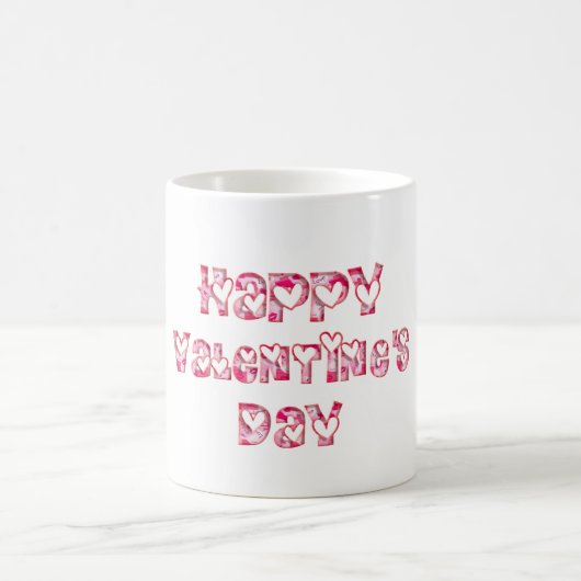 Happy Valentijn Love Hearts Typography Pink Koffiemok (Center)