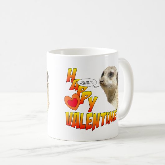 Happy Valentijn Meerkat Mok 2 harten in 1 (Voorkant rechts)