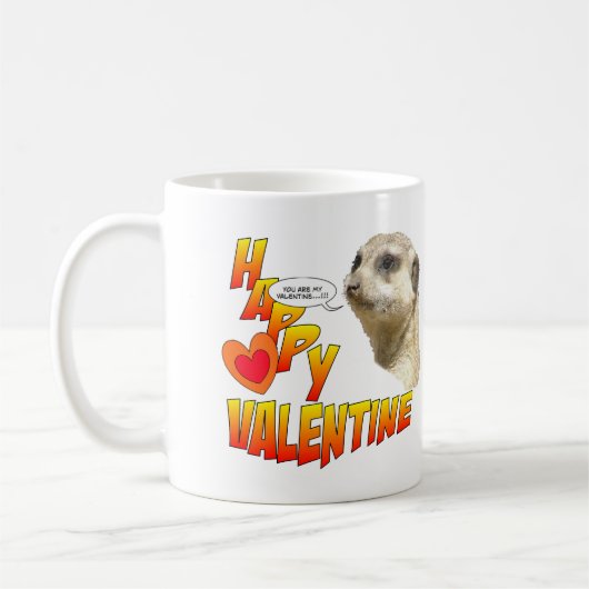 Happy Valentijn Meerkat Mok 2 harten in 1 (Links)