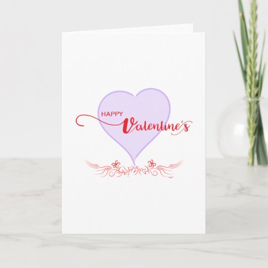 Happy-Valentijn-Paars-Heart-Swirls Feestdagen Kaart (Voorkant)