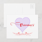 Happy-Valentijn-Paars-Heart-Swirls Feestdagenkaart (Voorkant / Achterkant)