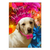 Happy Valentijn Pet, Dog, Cute Labrador Flowers (Voorkant)