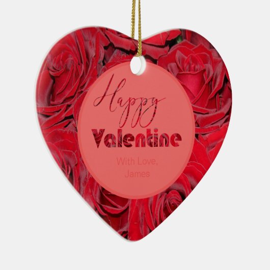 Happy Valentijn Red Roses Romantic Heart Keramisch Ornament (Rechts)