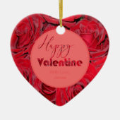 Happy Valentijn Red Roses Romantic Heart Keramisch Ornament (Voorkant)