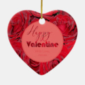 Happy Valentijn Red Roses Romantic Heart Keramisch Ornament (Achterkant)