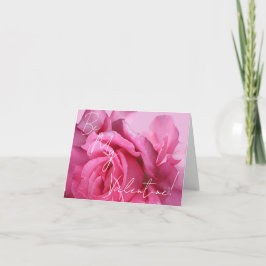 Happy Valentijn  roze rozen houden van bloemige ku Kaart