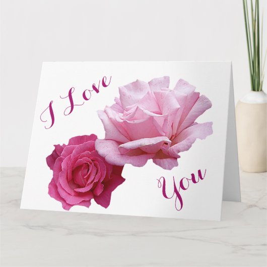 Happy Valentijn roze rozen romantische liefde Kaart (Voorkant)