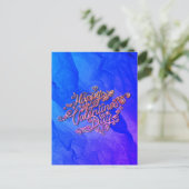 Happy Valentijn’s Day blauw hart belettering Briefkaart (Staand voorkant)