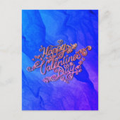 Happy Valentijn’s Day blauw hart belettering Briefkaart (Voorkant)