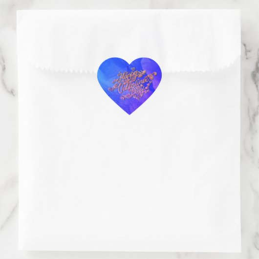 Happy Valentijn’s Day blauw hart belettering Hart Sticker (Tas)