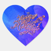 Happy Valentijn’s Day blauw hart belettering Hart Sticker (Voorkant)