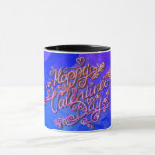 Happy Valentijn’s Day blauw hart belettering Mok (Midden)