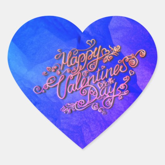 Happy Valentijn’s Day blauw hart belettering Sticker (Voorkant)
