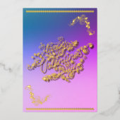 Happy Valentijn’s Day gouden kalligrafie en rozen Folie Feestdagenkaart (Voorkant)