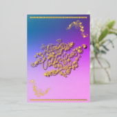 Happy Valentijn’s Day gouden kalligrafie en rozen Folie Feestdagenkaart (Staand Voorkant)