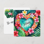 Happy Valentijn’s Day Hawaiian Lei Naam Notitiekaartje (Voorkant / Achterkant)