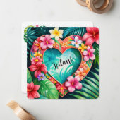 Happy Valentijn’s Day Hawaiian Lei Naam Notitiekaartje (Voorkant / Achterkant in situ)