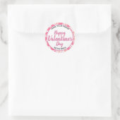 Happy Valentijn’s Day Pink Hearts van je vriend Ronde Sticker (Tas)