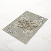 Happy Valentijn’s Day zilveren belettering met roz Folie Feestdagenkaart (Gedraaid)