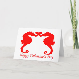 Happy Valentijn Seahorse and Heart Feestdagen Kaart