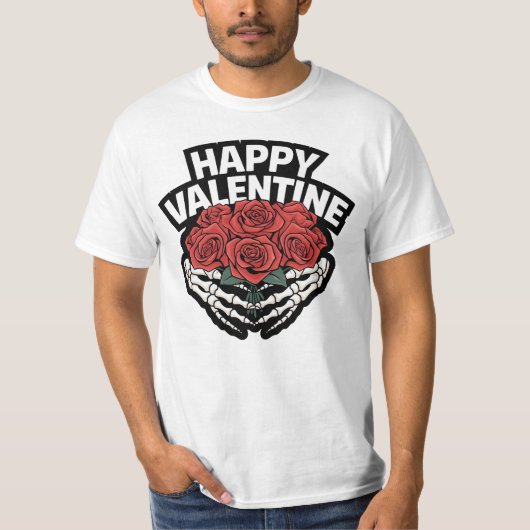 Happy Valentijn Skele-Rozen T-shirt (Voorkant)