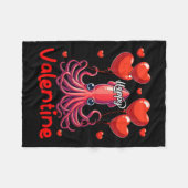 Happy Valentijn Squid Holding Heart Bylloons Lover Fleece Deken (Voorkant (Horizontaal))