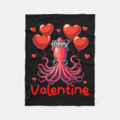 Happy Valentijn Squid Holding Heart Bylloons Lover Fleece Deken (Voorkant)