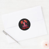 Happy Valentijn Squid Holding Heart Bylloons Lover Ronde Sticker (Envelop)