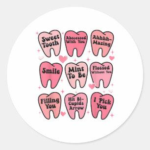 Happy Valentijn Tandheelkundige Tand Tand Grappig Ronde Sticker