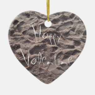 Happy Valentijn-tekst in zand, Sunny Beach Summer Keramisch Ornament
