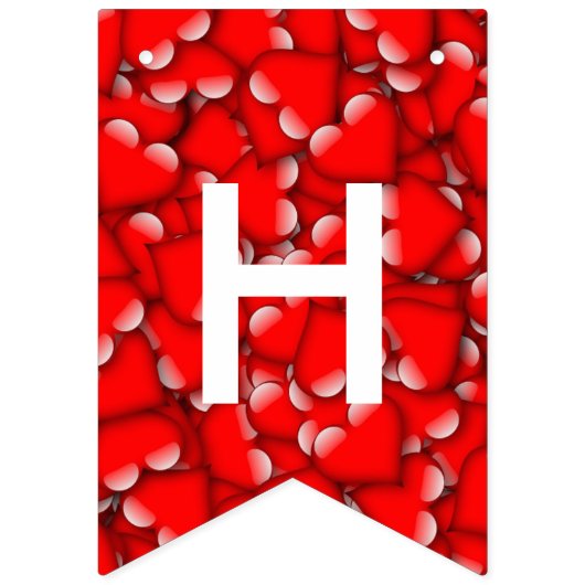 Happy Valentijn Typography Red Hearts Pattern Vlaggetjes (Eerste vlag)